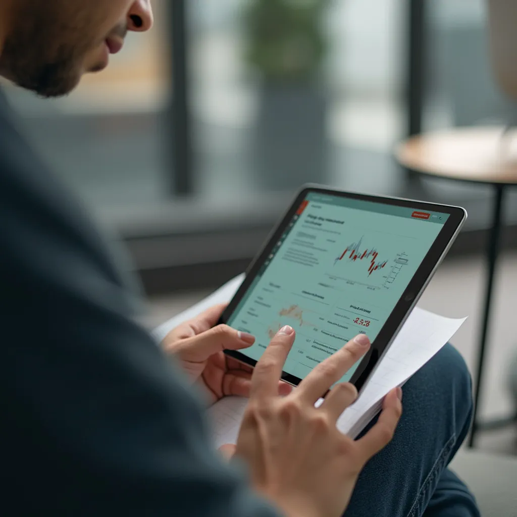 Estudiante utilizando la plataforma online en una tablet